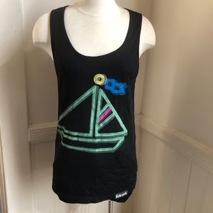 Pink dolphin sail boat tank medium spring break 💚